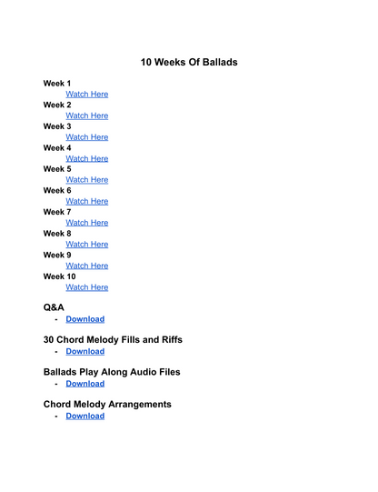 10 Weeks of Ballads